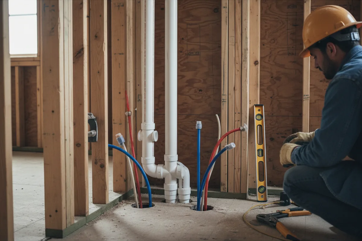 Drain and supply rough-in during Garbage Disposal Repair in Berne